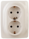 12-2106-02 Эл/ус ЭРА Розетка 2X2P+E Schuko, 16A-250В, IP20, Эра12, слоновая кость