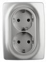 12-2106-03 Эл/ус ЭРА Розетка 2X2P+E Schuko, 16A-250В, IP20, Эра12, алюминий