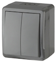 11-1404-03 Эл/ус ЭРА Выключатель двойной IP54, 10АХ-250В, ОУ, Эра Эксперт, серый
