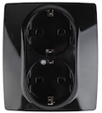 12-2104-06 Эл/ус ЭРА Розетка 2X2P+E Schuko со шторками, 16A-250В, IP20, Эра12, чёрный