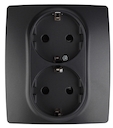 12-2104-05 Эл/ус ЭРА Розетка 2X2P+E Schuko со шторками, 16A-250В, IP20, Эра12, антрацит