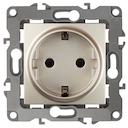 12-2102-04 Эл/ус ЭРА Розетка 2P+E Schuko со шторками, 16A-250В, IP20, Эра12, шампань