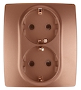 12-2104-14 Эл/ус ЭРА Розетка 2X2P+E Schuko со шторками, 16A-250В, IP20, Эра12, медь
