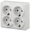 11-2211-01 Эл/ус ЭРА Розетка 4х2P+E Schuko со шторками, 16A-250В, IP20, ОУ, Эра Эксперт, белый