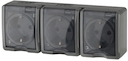 11-2405-03 Эл/ус ЭРА Розетка 3х2P+E IP54, 16A-250В, ОУ, Эра Эксперт, серый