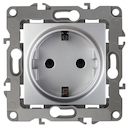 12-2102-03 Эл/ус ЭРА Розетка 2P+E Schuko со шторками, 16A-250В, IP20, Эра12, алюминий
