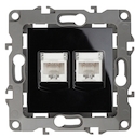 12-3108-06 Эл/ус ЭРА Розетка информационная двойная 2XRJ45, IP20, Эра12, чёрный