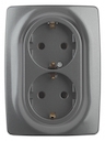 12-2106-12 Эл/ус ЭРА Розетка 2X2P+E Schuko, 16A-250В, IP20, Эра12, графит