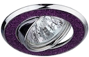 DK18 CH/SH PU Светильник ЭРА декор "круглый  со стеклянной крошкой" MR16,12V/220V, 50W, хром/фиолетовый блеск