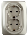 12-2106-04 Эл/ус ЭРА Розетка 2X2P+E Schuko, 16A-250В, IP20, Эра12, шампань