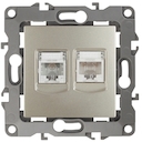 12-3109-04 Эл/ус ЭРА Розетка комбинированная RJ45+RJ11, IP20, Эра12, шампань