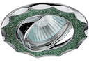 DK17 CH/SH GR Светильник ЭРА декор "звезда  со стеклянной крошкой" MR16,12V/220V, 50W, хром/зеленый блеск