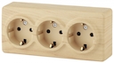 11-2209-11 Эл/ус ЭРА Розетка 3х2P+E Schuko со шторками, 16A-250В, IP20, ОУ, Эра Эксперт, сосна