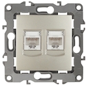 12-3108-04 Эл/ус ЭРА Розетка информационная двойная 2XRJ45, IP20, Эра12, шампань