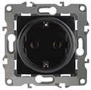 12-2102-06 Эл/ус ЭРА Розетка 2P+E Schuko со шторками, 16A-250В, IP20, Эра12, чёрный