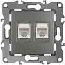 12-3108-12 Эл/ус ЭРА Розетка информационная двойная 2XRJ45, IP20, Эра12, графит
