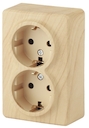 11-2205-11 Эл/ус ЭРА Розетка 2х2P+E Schuko, 16A-250В, IP20, ОУ, Эра Эксперт, сосна