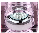 DK37 CH/PK Светильник ЭРА декор  квадрат малый "толст.стекло" MR16,12V/220V, 50W, хром/розовый (30)