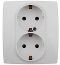 12-2104-01 Эл/ус ЭРА Розетка 2X2P+E Schuko со шторками, 16A-250В, IP20, Эра12, белый