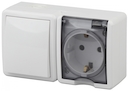 11-7401-01 Эл/ус ЭРА Блок розетка+выключатель IP54, 16A(10AX)-250В, ОУ, Эра Эксперт, белый