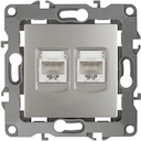 12-3108-15 Эл/ус ЭРА Розетка информационная двойная 2XRJ45, IP20, Эра12, перламутр