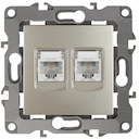 12-3106-04 Эл/ус ЭРА Розетка телефонная двойная 2XRJ11, IP20, Эра12, шампань