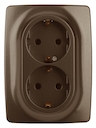 12-2106-13 Эл/ус ЭРА Розетка 2X2P+E Schuko, 16A-250В, IP20, Эра12, бронза