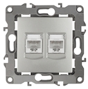12-3108-03 Эл/ус ЭРА Розетка информационная двойная 2XRJ45, IP20, Эра12, алюминий