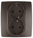 12-2104-13 Эл/ус ЭРА Розетка 2X2P+E Schuko со шторками, 16A-250В, IP20, Эра12, бронза
