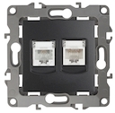 12-3109-05 Эл/ус ЭРА Розетка комбинированная RJ45+RJ11, IP20, Эра12, антрацит