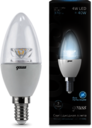 Лампа Gauss LED Candle Crystal Clear E14 4W 4100К 1/10/50