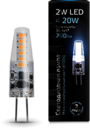 Лампа Gauss LED G4 AC220-240V 2W 4100K 1/20/200