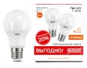 Лампа Gauss LED Elementary A60 7W E27 2700K 2/100 (2 лампы в упаковке)