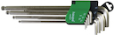 Allen key set ball-end 1/16-3/8"; 9 pieces, extra long