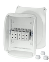 DK 3535 G - Коробка ответвительная, пломбируемая, для внутренней, или защищеной установки, размер 295х225х122 мм, 10 преднамеченных выбиваемых отверстий М25/М40/М50 по периметру коробки в комплекте 3 кабельных ввода ESM 40 (17-30 мм), возможна установка 2