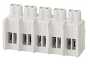 DK KL 02 - 5-полюсная клемма для установки на суппорта DK KH 02, DK KH 04, DK KH 06. На каждый полюс: 8 проводов на 0,75 мм2 (f), 6х1,5 мм2 (f/sol), 4х2,5 мм2 (f/sol), 2х4 мм2 (f/sol)