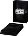 KF 5505 - Коробка ответвительная, стойкая к УФ, IP 66, размер 310х210х116, цвет черный, материал поликарбонат, преднамеченные выбиваемые отверстия на 16 вводов  M25/32/40/50,  5-полюсный клеммник 16-50 мм2, кабельные ввода ASS заказываются отдельно.
