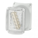 DK 1010 G - Коробка ответвительная, пломбируемая, для внутренней, или защищеной установки, размер 180х130х77 мм, 10 мембранных вводов (9-21 мм) по периметру коробки и 2 мембранных ввода в основании (9-20 мм), петли внешнего крепления и поводок крышки в ко
