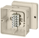 KF 9045 - Коробка ответвительная, стойкая к УФ, IP 66, размер 98х98х61, цвет серый, материал поликарбонат, преднамеченные выбиваемые отверстия на 7 вводов М 25, 5-полюсный клеммник 1,5-4/6 мм2, кабельные ввода ASM заказываются отдельно.
