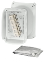 WP 1010 G - Коробка ответвительная, в комплекте с заливным компаундом, объем коробки 1200 мл., стойкая к УФ, "водонепроницаемая", размер 130х180х77, цвет светло-серый, материал поликарбонат, преднамеченные выбиваемые отверстия на 7 вводов М20/M25/М32, 5-п