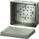 KF 9060 - Коробка ответвительная пустая, стойкая к УФ, IP 66, размер 119х139х70, цвет серый, материал поликарбонат, преднамеченные выбиваемые отверстия на 10 вводов М 20/25/32, под кабель до 6/10 мм2, кабельные ввода ASM заказываются отдельно.
