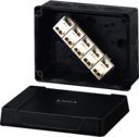 KF 5105 - Коробка ответвительная, стойкая к УФ, IP 66, размер 125х167х82, цвет черный, материал поликарбонат, преднамеченные выбиваемые отверстия на 10 вводов  M 20/25/32,  5-полюсный клеммник 4-10/16 мм2, кабельные ввода ASS заказываются отдельно.