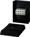 KD 5355 - Коробка ответвительная, стойкая к УФ, IP 66/67, размер 260х210х117, цвет черный, материал поликарбонат, преднамеченные выбиваемые отверстия на 12 вводов  M 20/25/32/40/50, 5-полюсный клеммник 16-35/50 мм2, кабельные ввода ASS заказываются отдель