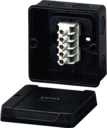 KF 5025 - Коробка ответвительная, стойкая к УФ, IP 66, размер 88х88х53, цвет черный, материал поликарбонат, преднамеченные выбиваемые отверстия на 7 вводов  M20,  5-полюсный клеммник 1,5-2,5/4 мм2, кабельные ввода ASS заказываются отдельно.