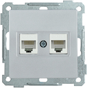 РK10-2-Б Розетка 2-ая комп. RJ45 Cat5e BOLERO серебряный IEK