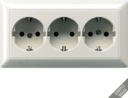 Штепсельная розетка SCHUKO 16A 250V~ тройная, полная плата; слоновая кость