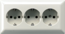Штепсельная розетка SCHUKO 16A 250V~ тройная, полная плата; белая