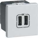 Розетка USB (2хUSB, под рамку, скрытая установка, 2 модуля, алюминий)