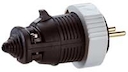 Stekker 2P+T zwart rubber v 0/13