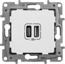Розетка USB Etika (2xUSB, тип А-тип С, под рамку, с/у, белая)